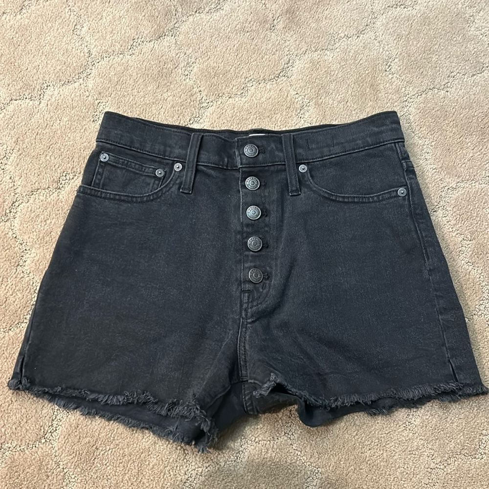 Madewell Black Denim Cut-off High-Rise Shorts size 27